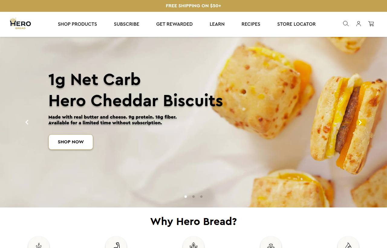 Hero Bread website preview