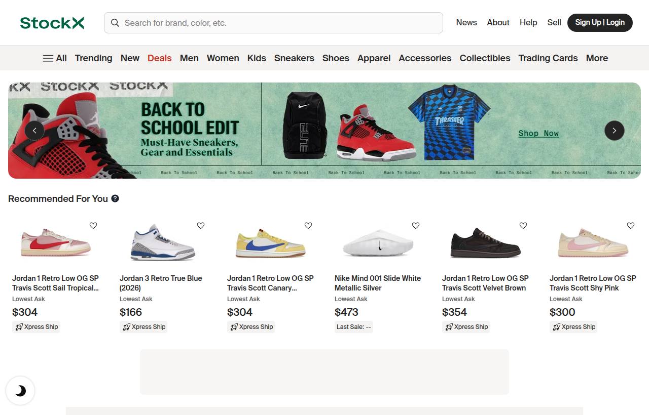 Stockx website preview